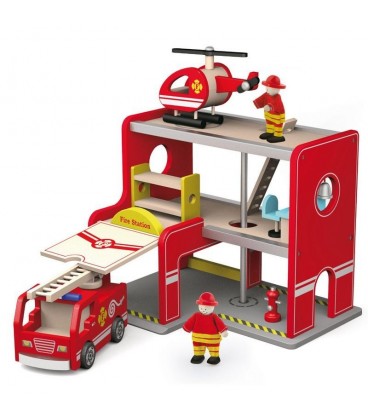 Verdienen karakter Schelden Houten brandweerkazerne | complete set met brandweerauto | Viga Toys