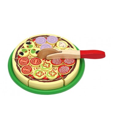 speelgoed eten pizza met toppingsen pizzabord | houten speelgoed