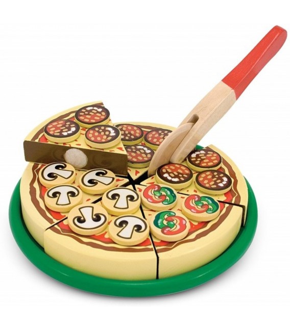 speelgoed eten pizza met toppingsen pizzabord houten speelgoed