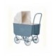 Poppenwagen Retro Rotan blauw